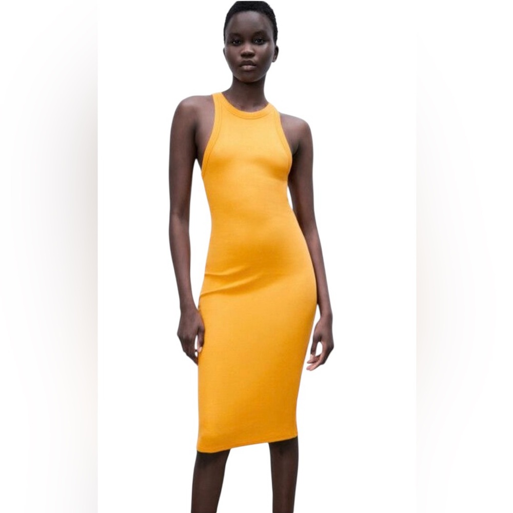Zara Sleeveless Yellow Midi Dress